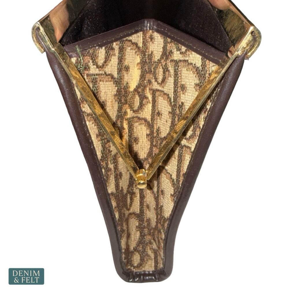 Christian Dior Trotter Jacquard Vintage Clutch Brown Monogram Frame Bag Rare - Picture 8 of 13